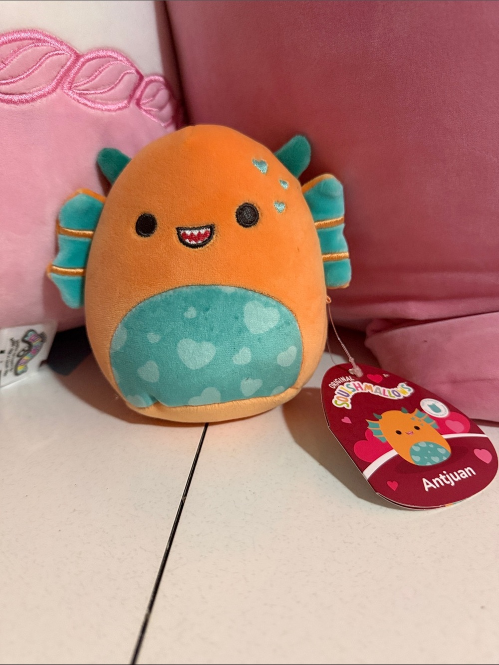 Squishmallows Antjuan the Sea Monster Orange & Teal Heart Accent Plush
